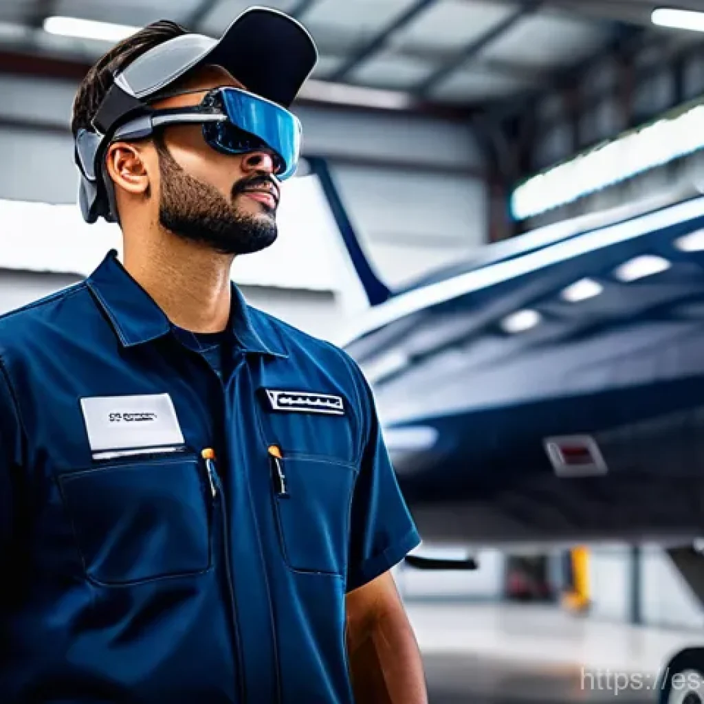 항공정비사 이직 시 고려할 점 - **Prompt:** A diverse, focused aircraft maintenance technician, wearing a clean, professional dark b...