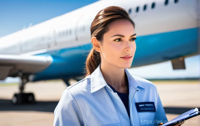 항공정비사 이직 시 고려할 점 - **Prompt:** A diverse, focused aircraft maintenance technician, wearing a clean, professional dark b... 항공정비사 이직 시 고려할 점 - **Prompt:** A diverse, focused aircraft maintenance technician, wearing a clean, professional dark b...